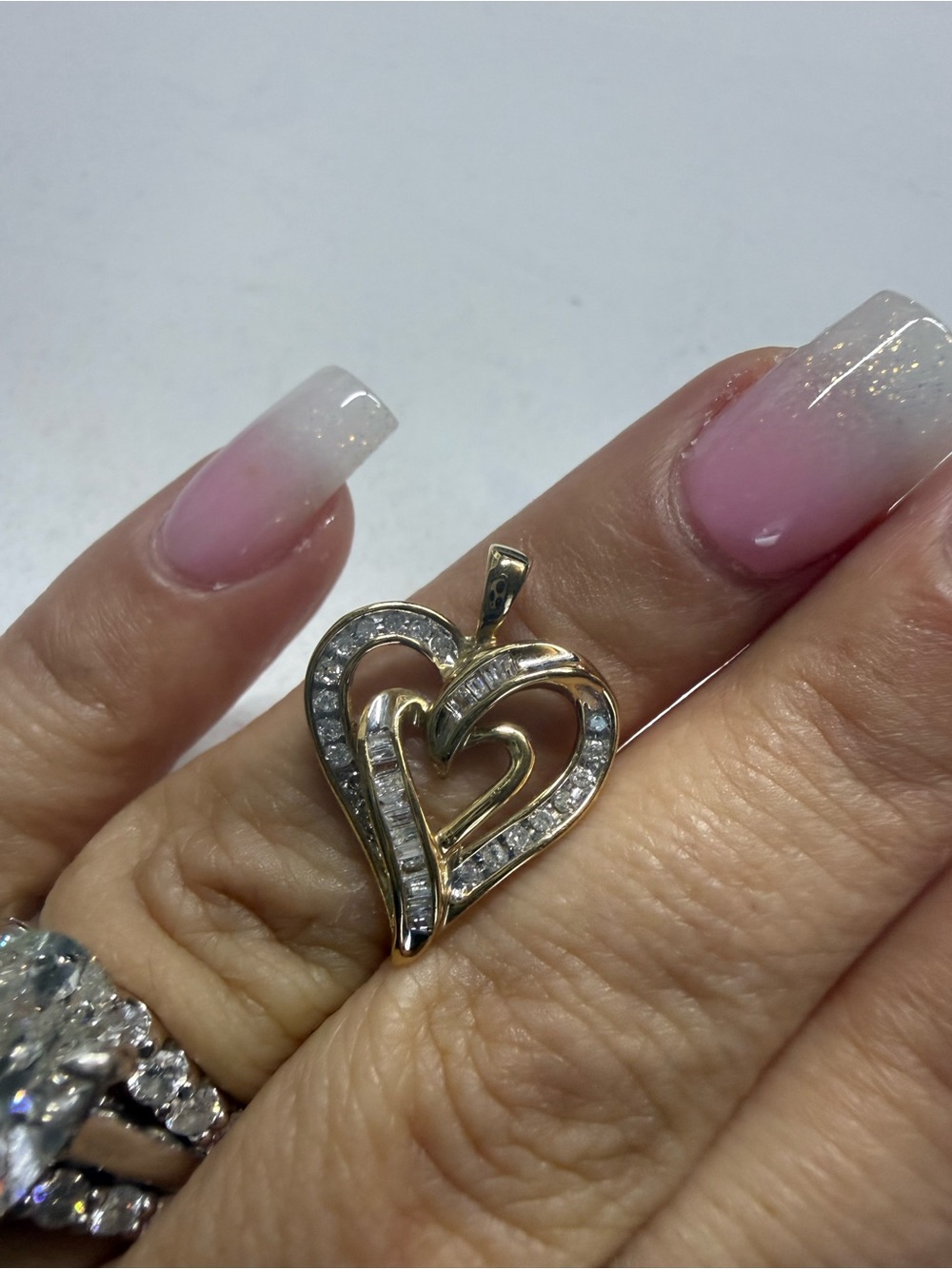 10k Yellow Gold Heart Pendant with diamonds
